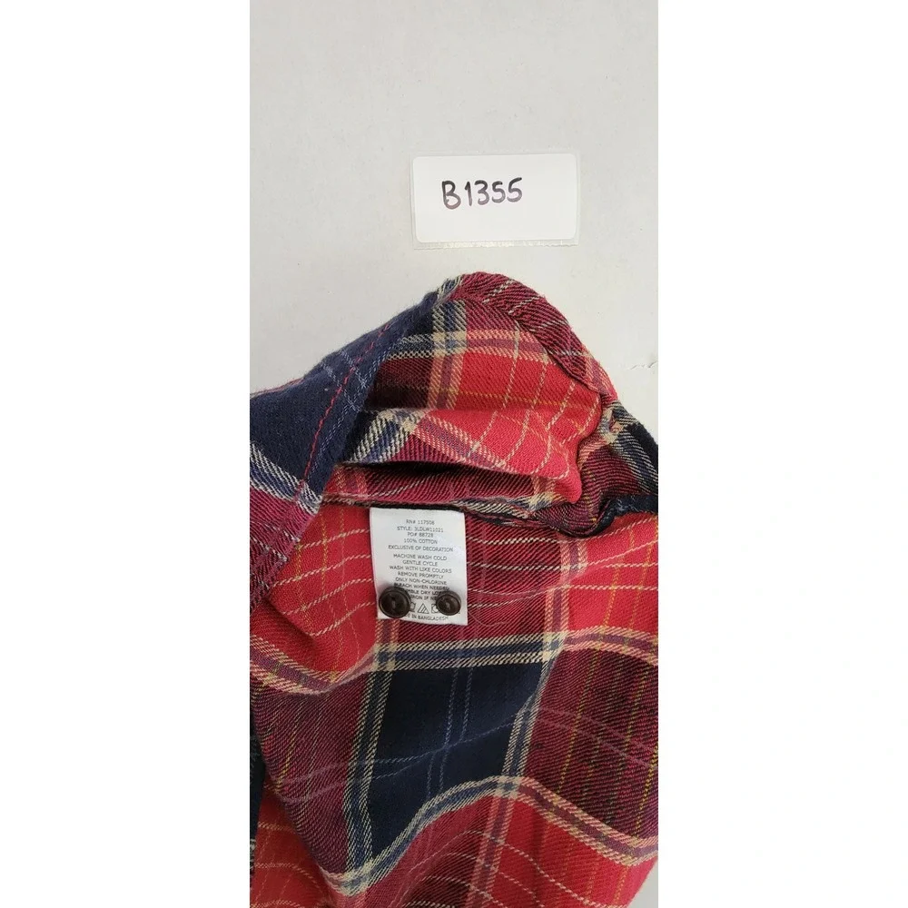 Levi Strauss Co Mens Red Black‎ Plaid Flannel Long Sleeve Button Up Shirt Size L